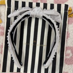 Lele Sadoughi Gray Pearl Bow Headband